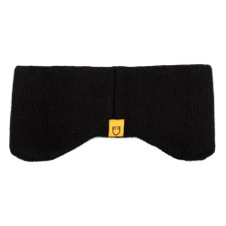 Equestro uniseks hoofdband in geribde wol met oorbescherming en logo Zwart
