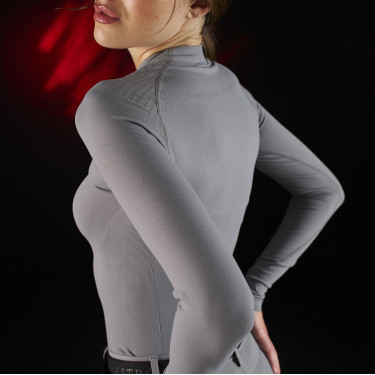 Base Layer femme à manches longues Equestro Ridertechnology Oiseau moqueur Gris