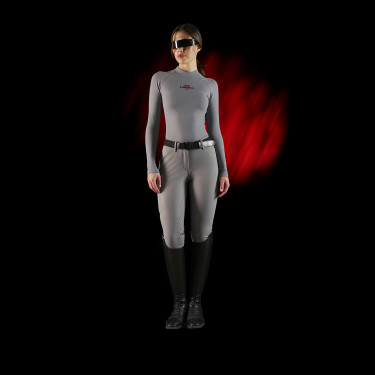 Base Layer femme à manches longues Equestro Ridertechnology Oiseau moqueur Gris