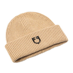 Bonnet Equestro unisexe en laine à texture tricotée Chameau Marron