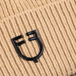 Bonnet Equestro unisexe en laine à texture tricotée Chameau Marron