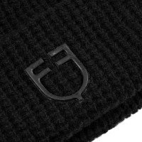 Uniseks Equestro muts van geribde wol met logo Zwart Uniseks Equestro muts van geribde wol met logo Zwart
