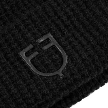 Uniseks Equestro muts van geribde wol met logo Zwart