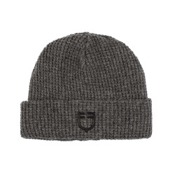 Uniseks Equestro muts van geribde wol met logo Gemêleerd grijs