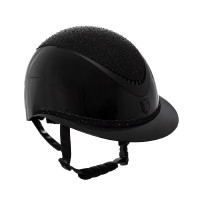 Luxe helm met brede klep en strass goedgekeurd volgens EN 1384-2023 Equestro Zwart / zwart