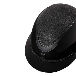 Luxe helm met brede klep en strass goedgekeurd volgens EN 1384-2023 Equestro Zwart / zwart