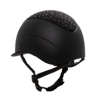 Casque mat avec visière étroite et logo en strass homologué EN 1384-2023 Equestro Noir / noir brillant Casque mat avec visière étroite et logo en strass homologué EN 1384-2023 Equestro Noir / noir brillant