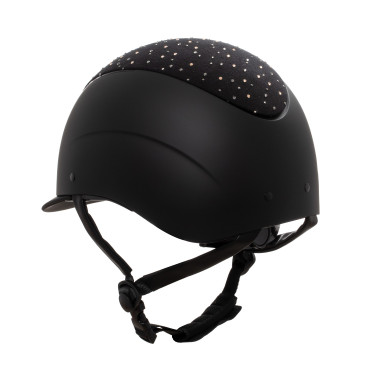 Matte helm met smalle vizier en logo in strass, goedgekeurd volgens EN 1384-2023 Equestro Matte helm met smalle vizier en logo in strass, goedgekeurd volgens EN 1384-2023 Equestro