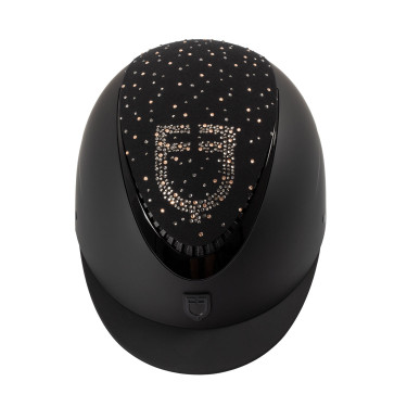 Casque mat avec visière étroite et logo en strass homologué EN 1384-2023 Equestro Noir / noir brillant