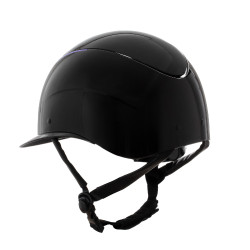 Helm met riem van gepolijst imitatieleer goedgekeurd volgens EN 1384-2023 Equestro Zwart / paars