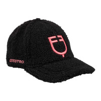 Unisex pet Equestro met inzetstuk van mesh Zwart / zonne-koraal