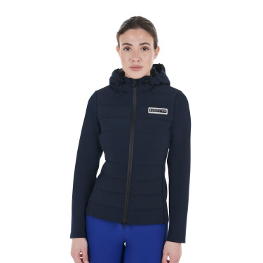 Donsjas met capuchon Equestro dames in technische mix Marineblazer Marineblauw