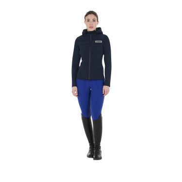 Donsjas met capuchon Equestro dames in technische mix Marineblazer Marineblauw