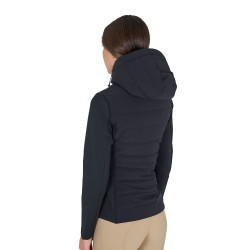 Doudoune à capuche Equestro femme en mélange technique Noir Doudoune à capuche Equestro femme en mélange technique Noir