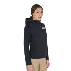 Doudoune à capuche Equestro femme en mélange technique Noir Doudoune à capuche Equestro femme en mélange technique Noir
