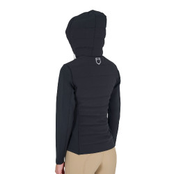 Doudoune à capuche Equestro femme en mélange technique Noir Doudoune à capuche Equestro femme en mélange technique Noir