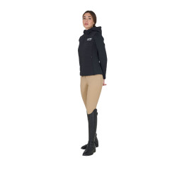 Doudoune à capuche Equestro femme en mélange technique Noir Doudoune à capuche Equestro femme en mélange technique Noir