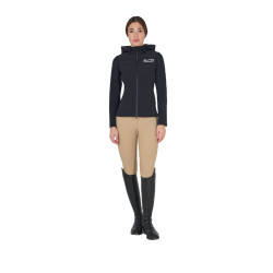 Doudoune à capuche Equestro femme en mélange technique Noir Doudoune à capuche Equestro femme en mélange technique Noir