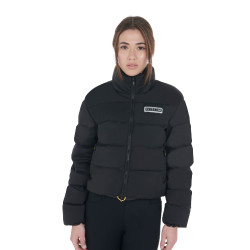 Doudoune courte femme en tissu stretch Equestro Noir Doudoune courte femme en tissu stretch Equestro Noir