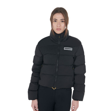 Doudoune courte femme en tissu stretch Equestro Noir Doudoune courte femme en tissu stretch Equestro Noir