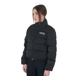 Doudoune courte femme en tissu stretch Equestro Noir Doudoune courte femme en tissu stretch Equestro Noir