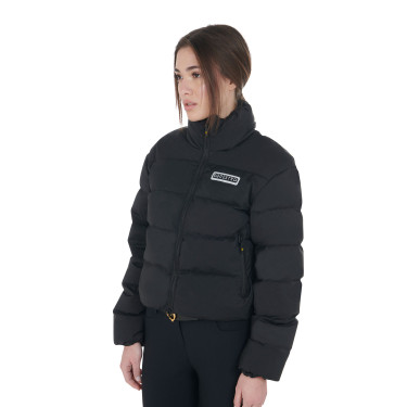 Doudoune courte femme en tissu stretch Equestro Noir Doudoune courte femme en tissu stretch Equestro Noir