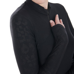 Dames trainingspolo van stretchstof Equestro Zwart