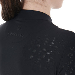 Polo d'entraînement femme en tissu stretch Equestro Noir Polo d'entraînement femme en tissu stretch Equestro Noir