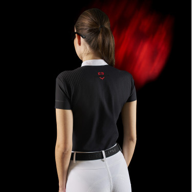 Polo de concours femme Equestro Ridertechnology à manches courtes et boutons Polo de concours femme Equestro Ridertechnology à manches courtes et boutons