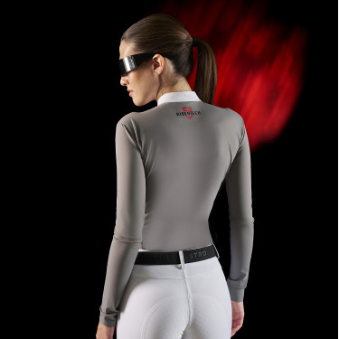 Wedstrijdpolo dames Equestro Ridertechnology met lange mouwen en rits Wedstrijdpolo dames Equestro Ridertechnology met lange mouwen en rits