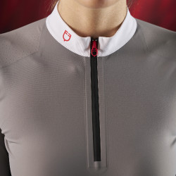 Wedstrijdpolo dames Equestro Ridertechnology met lange mouwen en rits Spotlijster Grijs Wedstrijdpolo dames Equestro Ridertechnology met lange mouwen en rits Spotlijster Grijs
