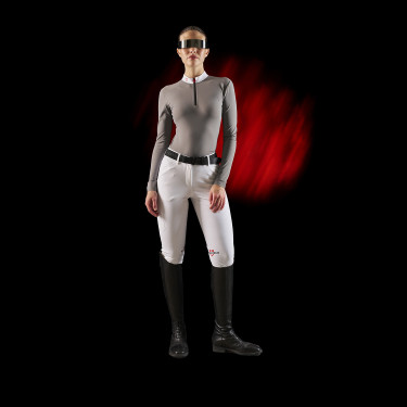 Wedstrijdpolo dames Equestro Ridertechnology met lange mouwen en rits Wedstrijdpolo dames Equestro Ridertechnology met lange mouwen en rits
