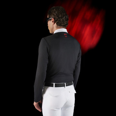 Concours polo voor heren Equestro Ridertechnology met lange mouwen en knopen Zwart Concours polo voor heren Equestro Ridertechnology met lange mouwen en knopen Zwart