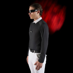 Concours polo voor heren Equestro Ridertechnology met lange mouwen en knopen Zwart Concours polo voor heren Equestro Ridertechnology met lange mouwen en knopen Zwart