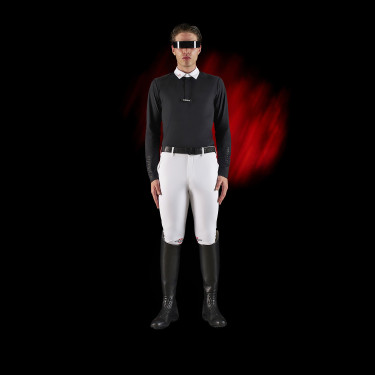 Concours polo voor heren Equestro Ridertechnology met lange mouwen en knopen Zwart Concours polo voor heren Equestro Ridertechnology met lange mouwen en knopen Zwart