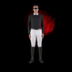 Polo de concours homme Equestro Ridertechnology à manches longues et boutons Noir Polo de concours homme Equestro Ridertechnology à manches longues et boutons Noir