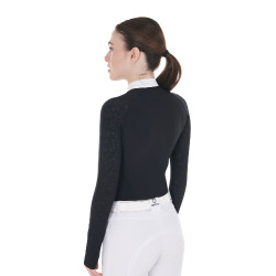 Polo dec concours slim fit femme avec inserts en mesh Equestro Noir