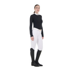 Polo dec concours slim fit femme avec inserts en mesh Equestro Noir