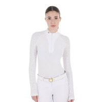 Polo wedstrijd slim fit dames met mesh inzetstukken Equestro Wit Polo wedstrijd slim fit dames met mesh inzetstukken Equestro Wit