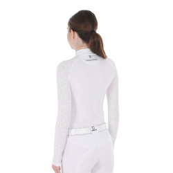 Polo dec concours slim fit femme avec inserts en mesh Equestro Blanc