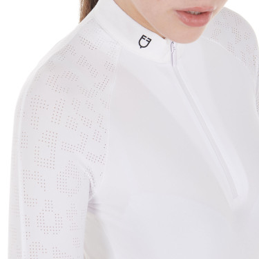 Polo dec concours slim fit femme avec inserts en mesh Equestro Blanc