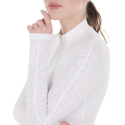 Polo wedstrijd slim fit dames met mesh inzetstukken Equestro Wit Polo wedstrijd slim fit dames met mesh inzetstukken Equestro Wit