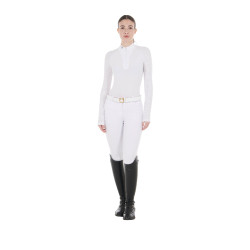 Polo wedstrijd slim fit dames met mesh inzetstukken Equestro Wit Polo wedstrijd slim fit dames met mesh inzetstukken Equestro Wit