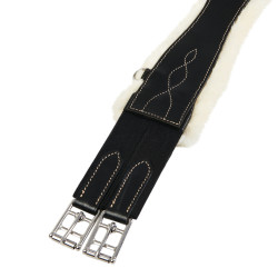 Springriem met synthetische schapenvacht Equestro Zwart