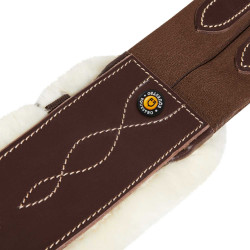 Springriem met synthetische schapenvacht Equestro Donkerbruin