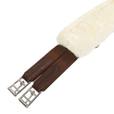 Springriem met synthetische schapenvacht Equestro Donkerbruin