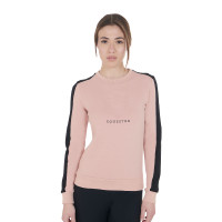 Dames sweatshirt met ronde hals en bedrukt Equestro-logo Roze camée Dames sweatshirt met ronde hals en bedrukt Equestro-logo Roze camée