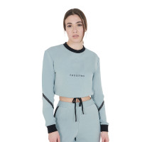 Sweat-shirt court à col rond femme Equestro Brume grise Bleu Sweat-shirt court à col rond femme Equestro Brume grise Bleu