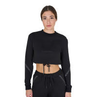 Dames cropped sweatshirt met ronde hals Equestro Zwart