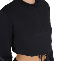 Dames cropped sweatshirt met ronde hals Equestro Zwart